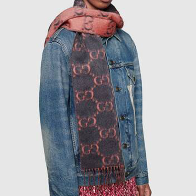 GUCCI Double-Sided Wool GG Jacquard Scarf Unisex 5435733GB181272 圖 7