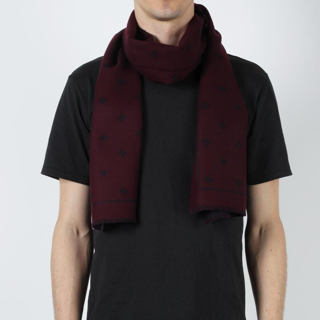 Gucci Double-Sided Wool Scarf with Bee Design in Dark Red/Blue 430583-4G200-6068 圖 5