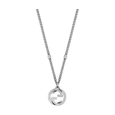 GUCCI Double G 925 Silver Necklace Unisex Couple Design - Silver. 678651-J8400-0728