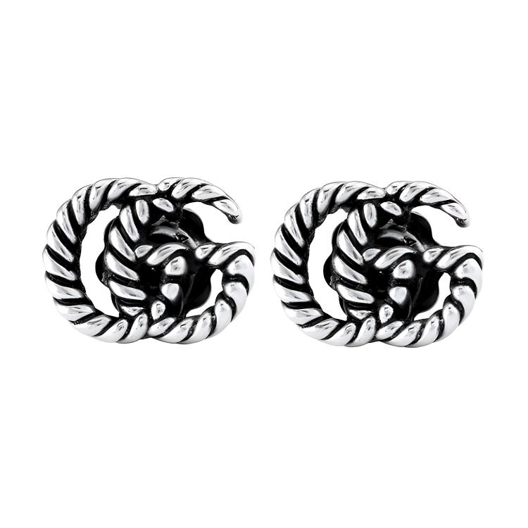 GUCCI Double G 925 Silver Unisex Earrings Couple Design - Silver. YBD627755001