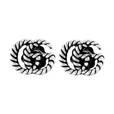 GUCCI Double G 925 Silver Unisex Earrings Couple Design - Silver. YBD627755001