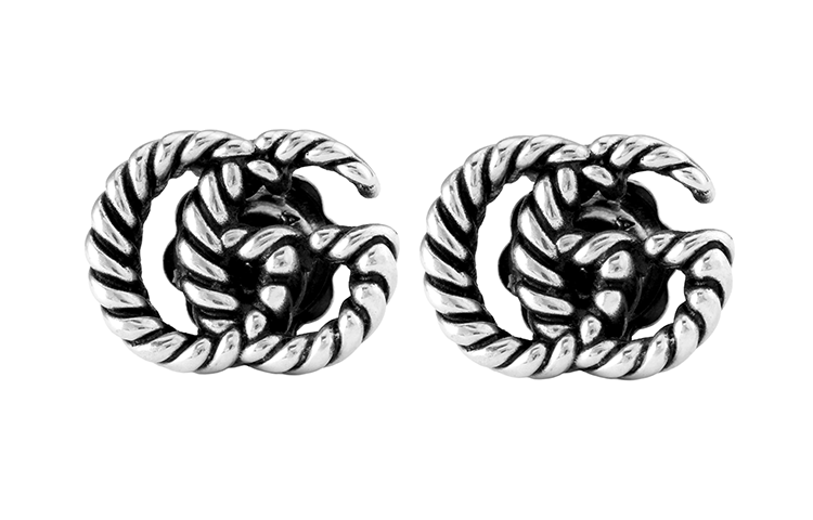 GUCCI Double G 925 Silver Unisex Earrings Couple Design - Silver. YBD627755001 圖 2