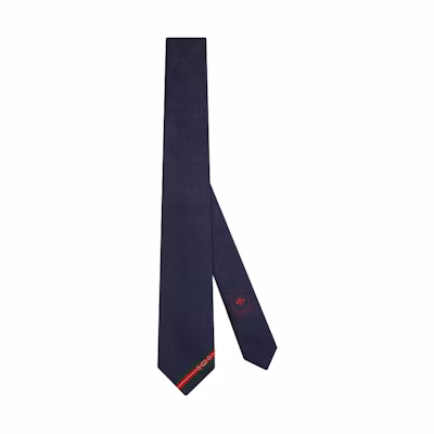 GUCCI Double G and Horsebit Jacquard Tie in Deep Blue 624057-4E002-4068