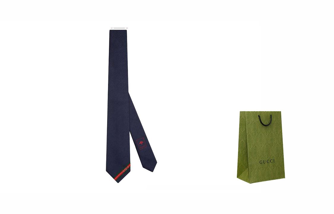 GUCCI Double G and Horsebit Jacquard Tie in Deep Blue 624057-4E002-4068 圖 6