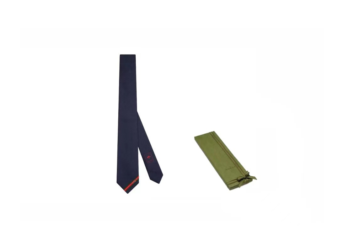 GUCCI Double G and Horsebit Jacquard Tie in Deep Blue 624057-4E002-4068 圖 7