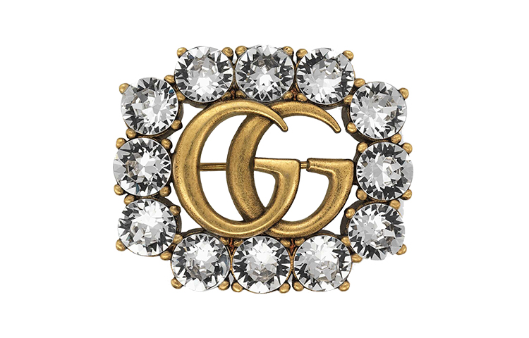 GUCCI Double G Cut-Out Crystal Brooch Unisex Couple Edition 506171-J1D50-8062 圖 2