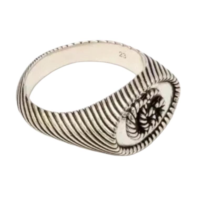 GUCCI Double G Distressed Effect 925 Silver Ring Unisex 631746-J8400-0701 圖 3