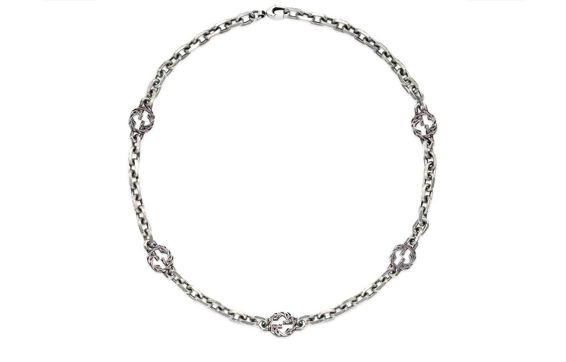 GUCCI Double G Enamel Interlocking 925 Silver Necklace for Men. 658126-J8410-8183 圖 3