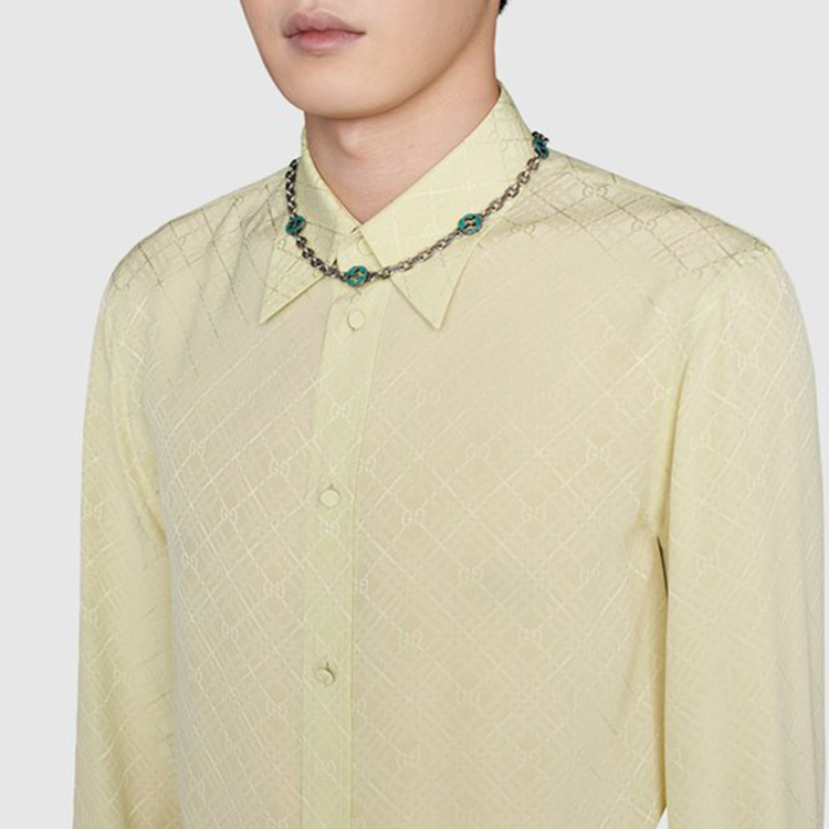 GUCCI Double G Enamel Interlocking 925 Silver Necklace for Men. 658126-J8410-8183 圖 4