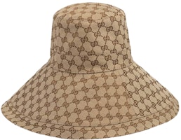 Shop GUCCI 雙G加寬帽沿帆布漁夫帽 男女通用 631958-KQW00-9700