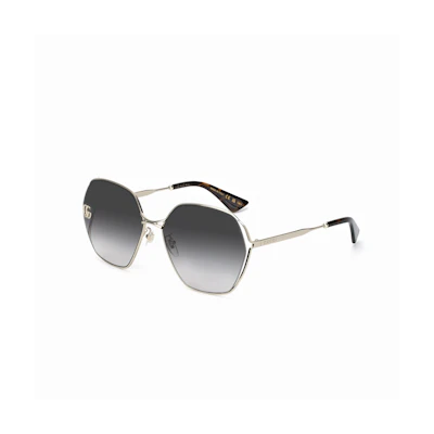 GUCCI Double G Geometric Round Sunglasses Retro Fashion Shades GG0818SA-005 63
