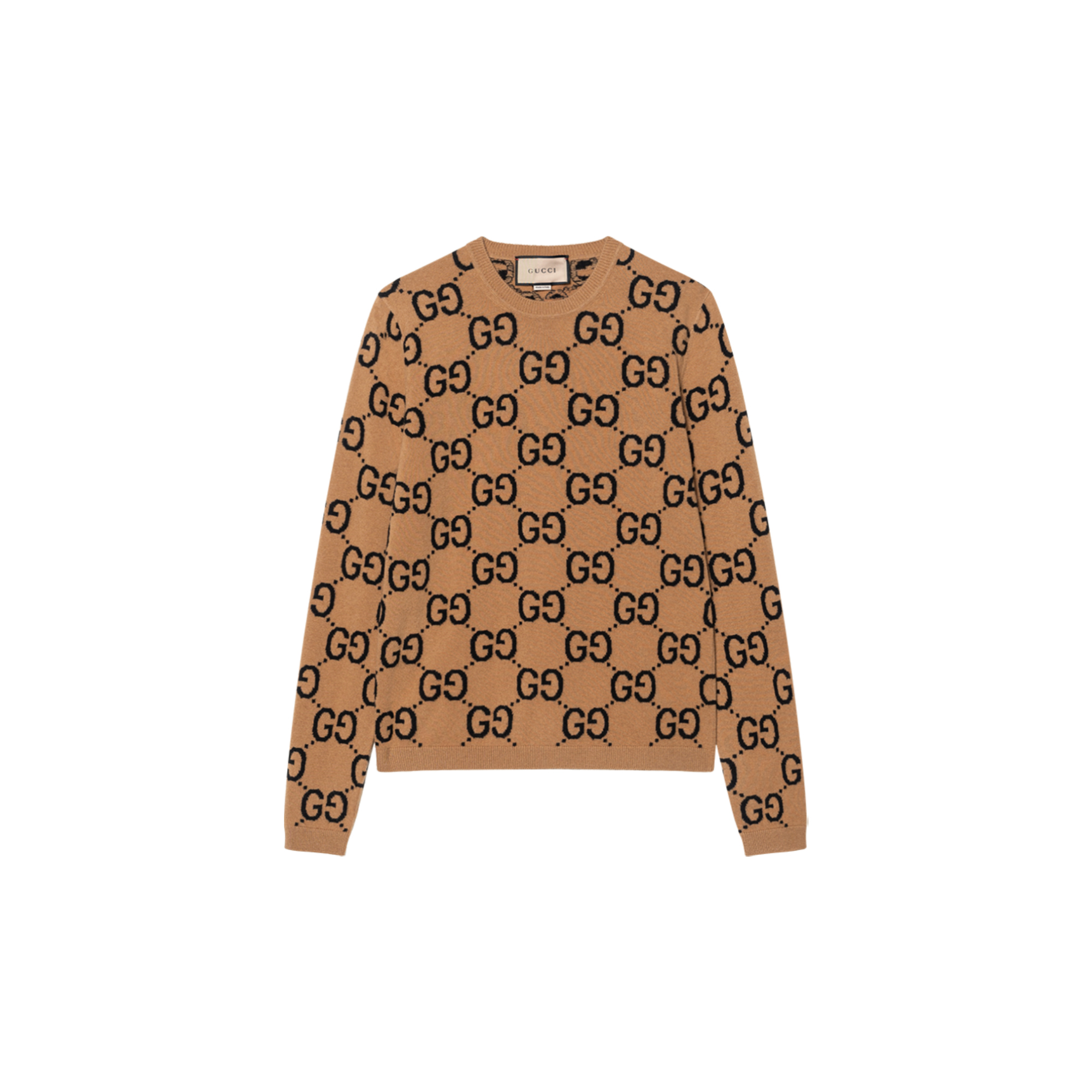Buy Gucci 雙G GG 提花圓領毛衣駝色 - SS23 系列 692900-XKCC5-2075