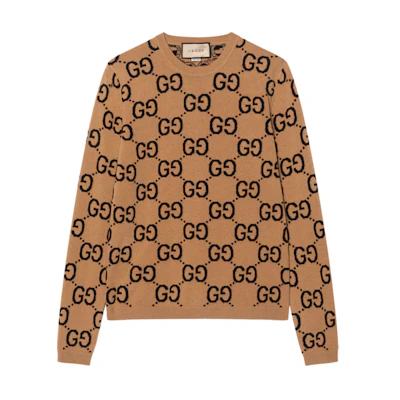 Gucci Double G GG Jacquard Crewneck Sweater Camel - SS23 Collection 692900-XKCC5-2075
