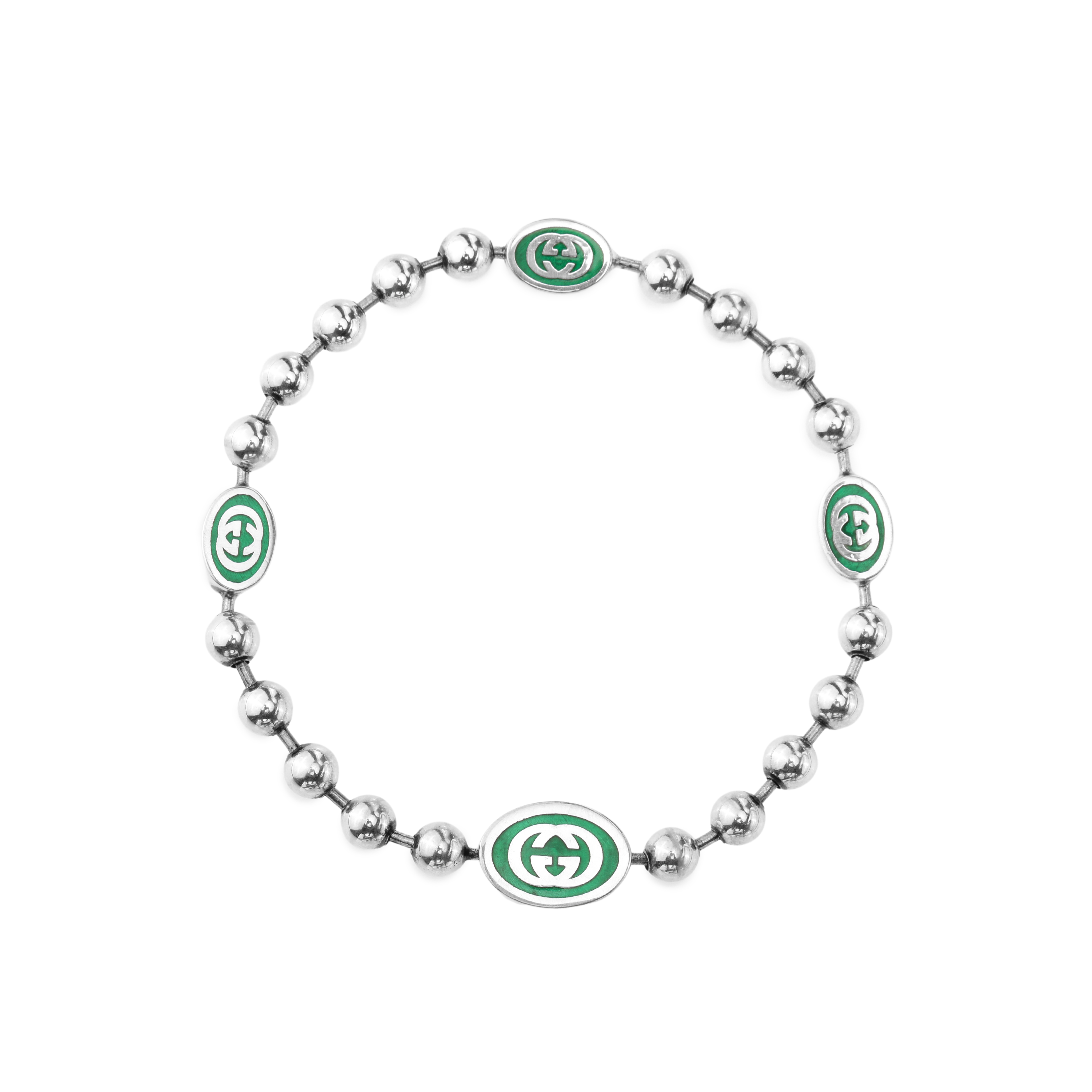 GUCCI Double G Interlocking Aged 925 Silver Chain Bracelet Unisex Couple Design. 701609-J8410-8414