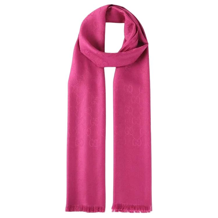 GUCCI Double G Jacquard Fringe Scarf Unisex Purple/Red 165904-3G646-5501