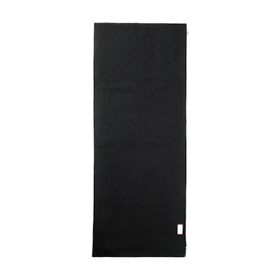 GUCCI Double G Jacquard Fringed Warm Knit Scarf Unisex Black 456362-4G201-1000
