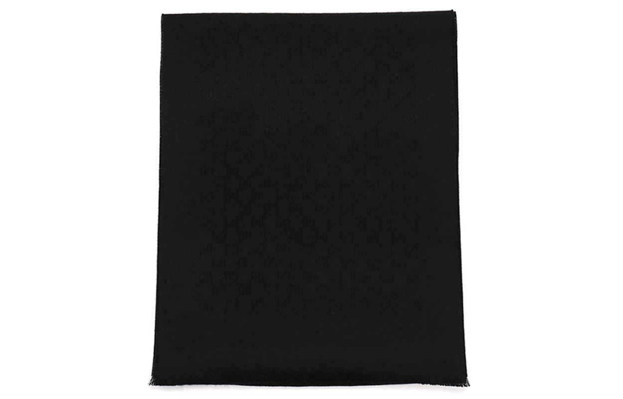 GUCCI Double G Jacquard Fringed Warm Knit Scarf Unisex Black 456362-4G201-1000 圖 5