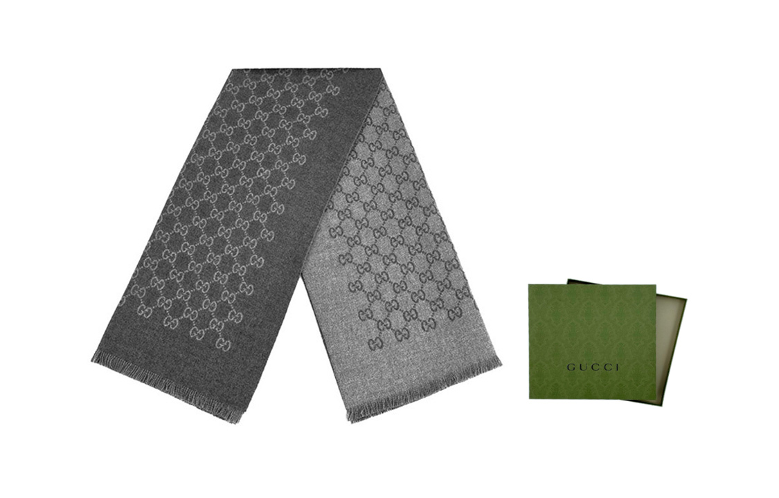 Gucci Double G Jacquard Wool Scarf Unisex Couple's Style 391246-4G200-1462 圖 5