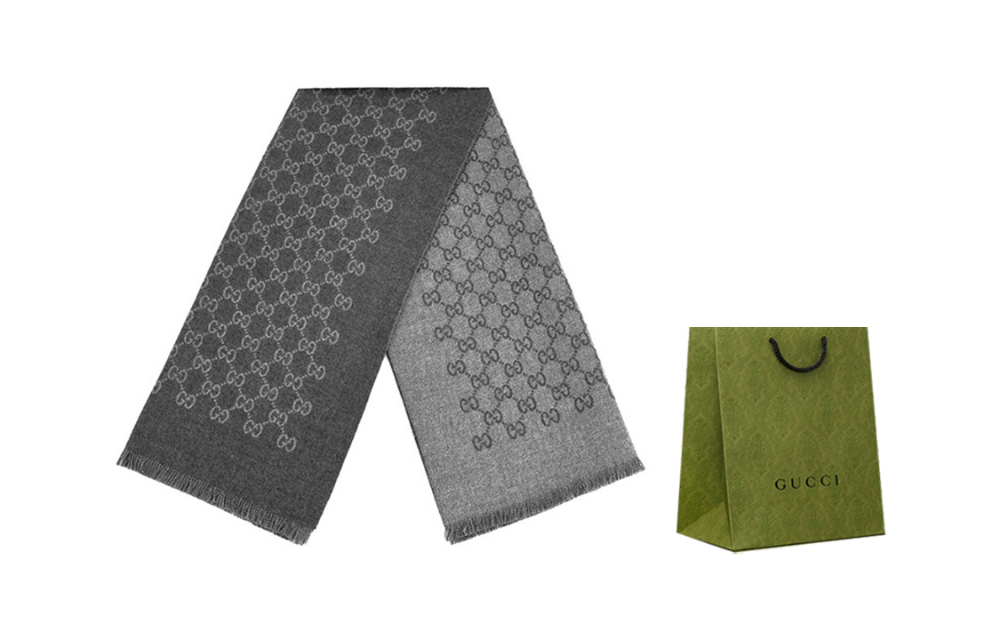 Gucci Double G Jacquard Wool Scarf Unisex Couple's Style 391246-4G200-1462 圖 6