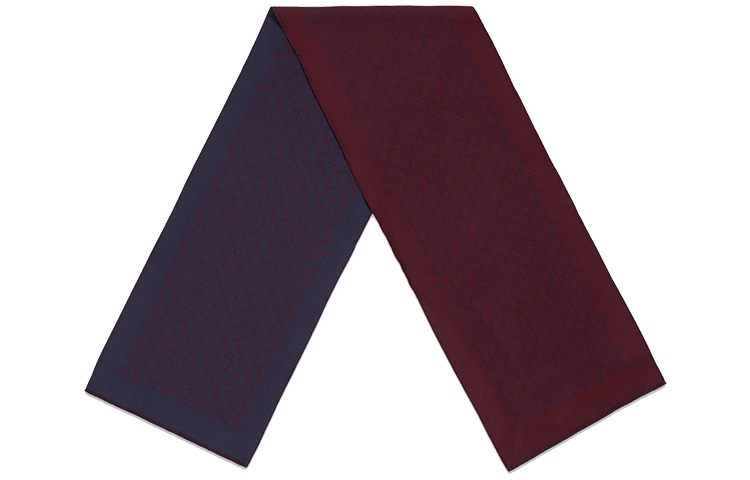 GUCCI Double G Jacquard Wool Tassel Scarf Unisex - Burgundy/Navy Colorblock 391246-4G200-6168 圖 2