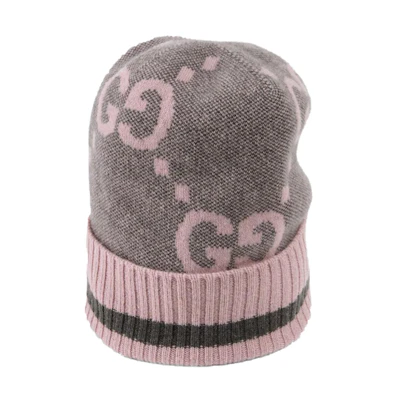 GUCCI Double G Knit Cashmere Hat Grey/Pink 676827-3G344-1272