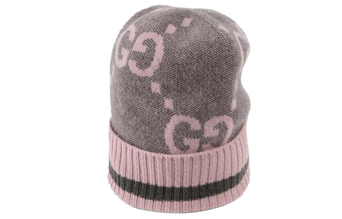 Order GUCCI 双G针织羊绒帽 灰色/粉色 676827-3G344-1272