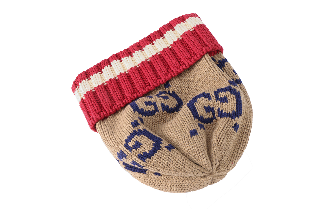 Shop GUCCI Double G Knit Cotton Beanie 597636-4G111-9764
