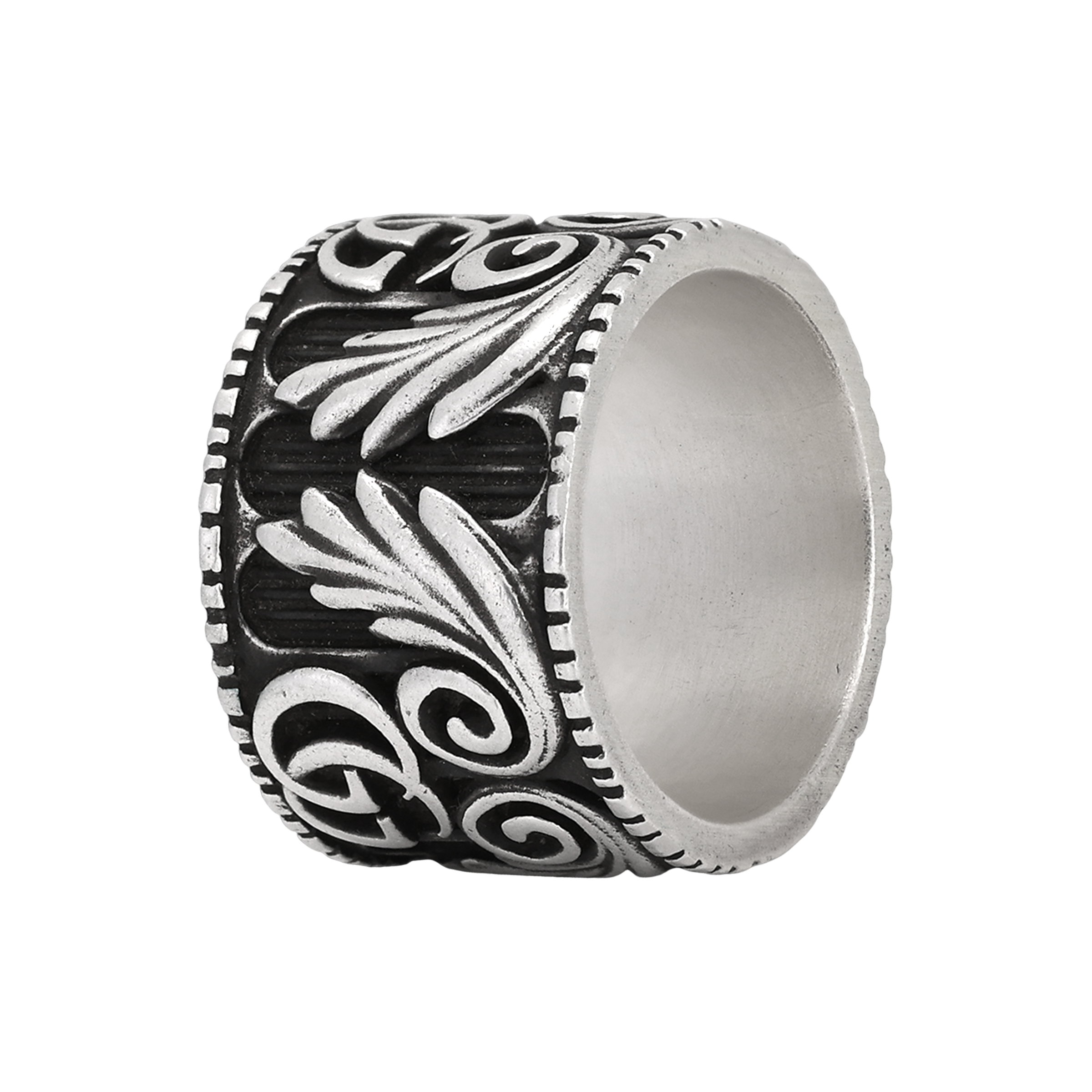 GUCCI Double G Leafs Pattern Ring Silver Jewelry 551895-J8400-0811