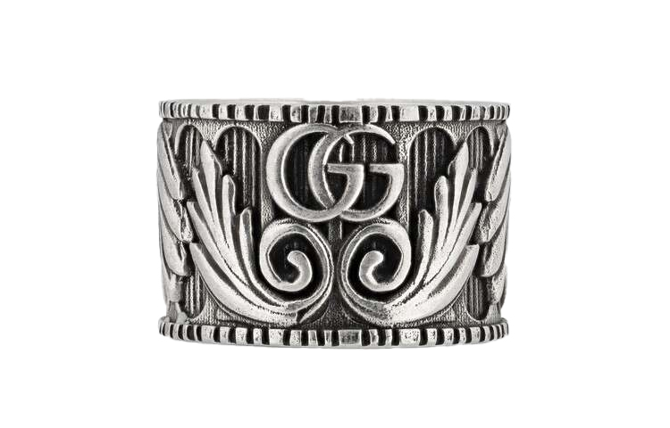GUCCI Double G Leafs Pattern Ring Silver Jewelry 551895-J8400-0811 圖 2