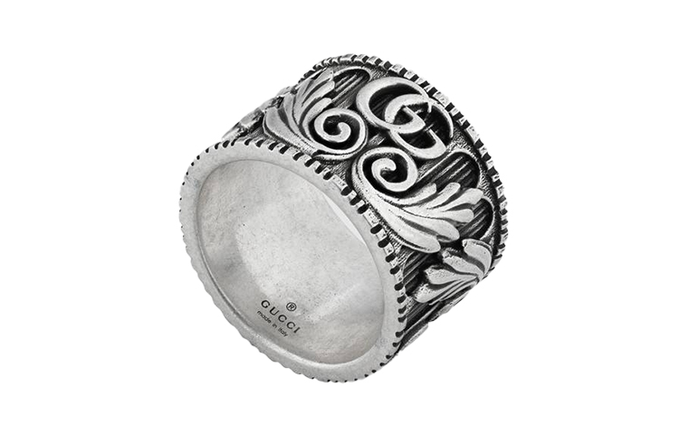GUCCI Double G Leafs Pattern Ring Silver Jewelry 551895-J8400-0811 圖 3