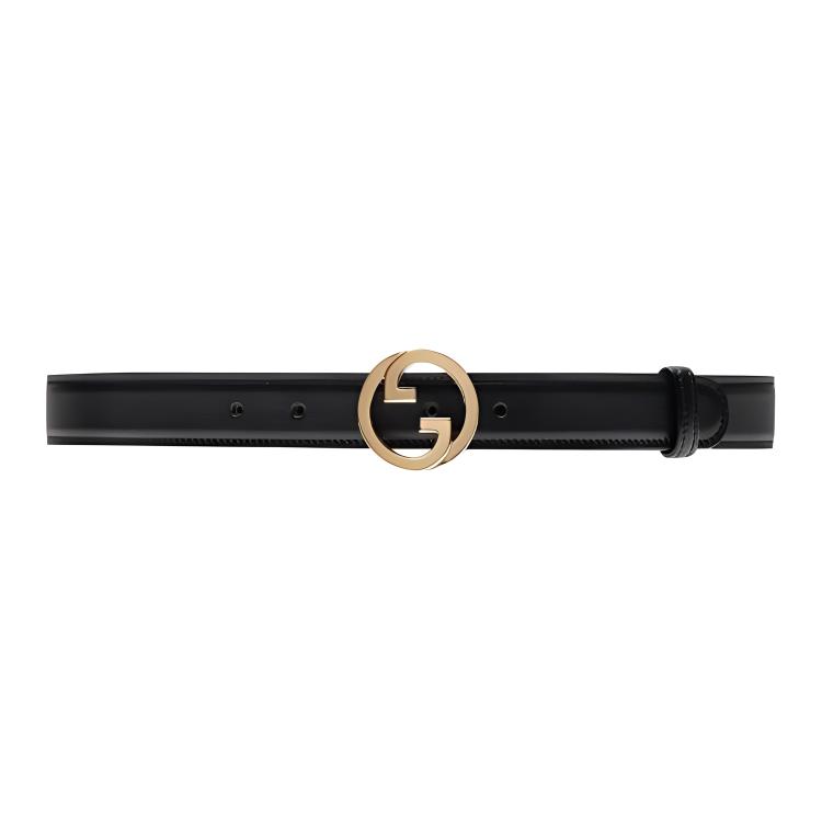 GUCCI Double G Leather Belt Unisex Black 3cm Width 690557US10G1000