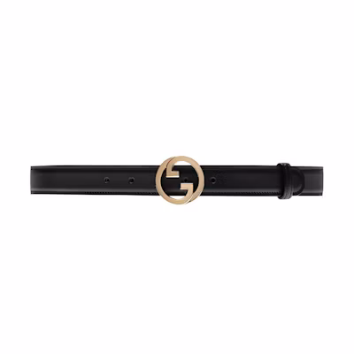 GUCCI Double G Leather Belt Unisex Black 3cm Width 690557US10G1000