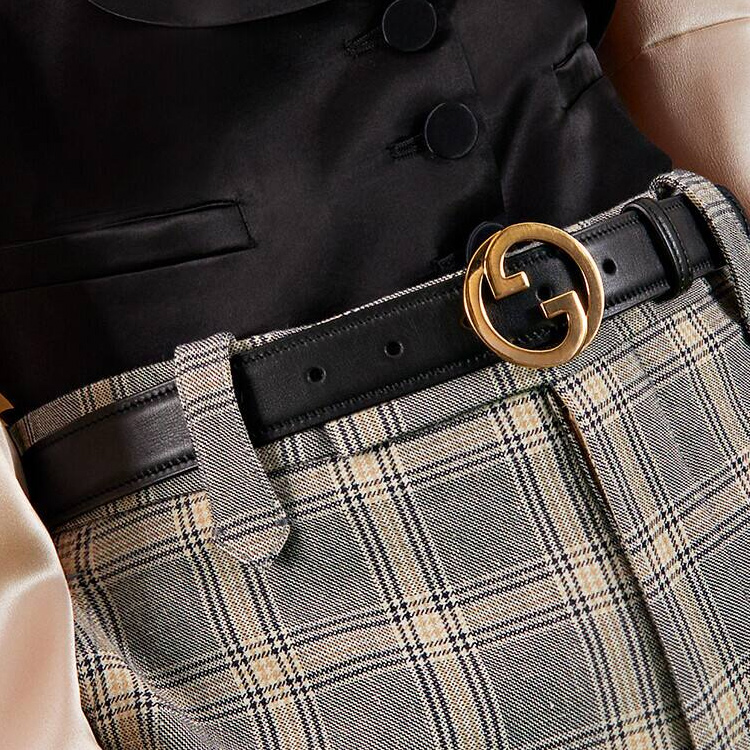 Shop GUCCI Double G Leather Belt Unisex Black 3cm Width 690557US10G1000