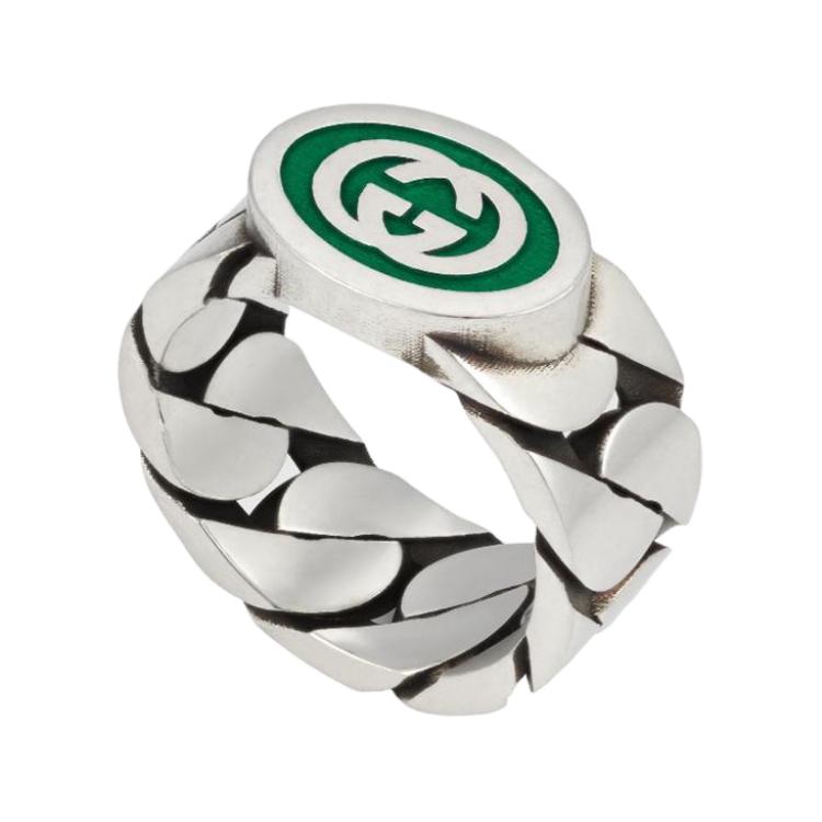 GUCCI Double G Logo 925 Silver Unisex Couple Ring - Silver. 753490 J8410 8414