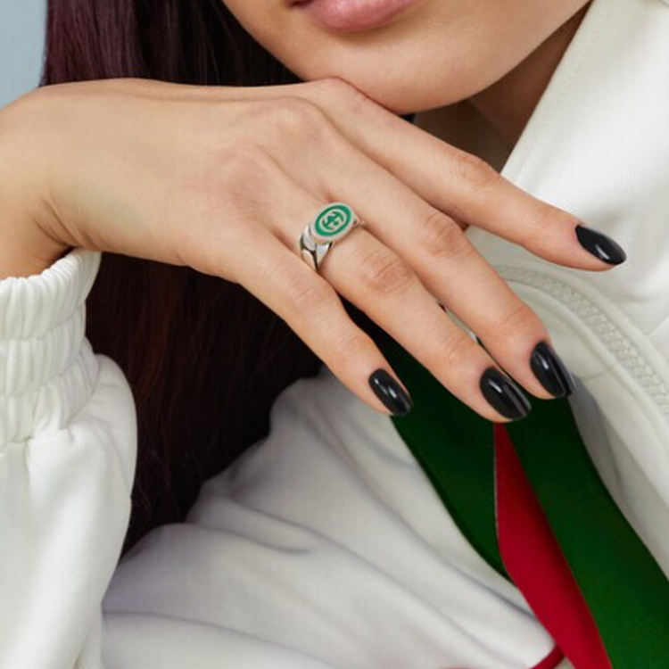 Lookbook 구찌 더블 G 로고 925 실버 유니섹스 커플 반지 - 실버. 753490 J8410 8414