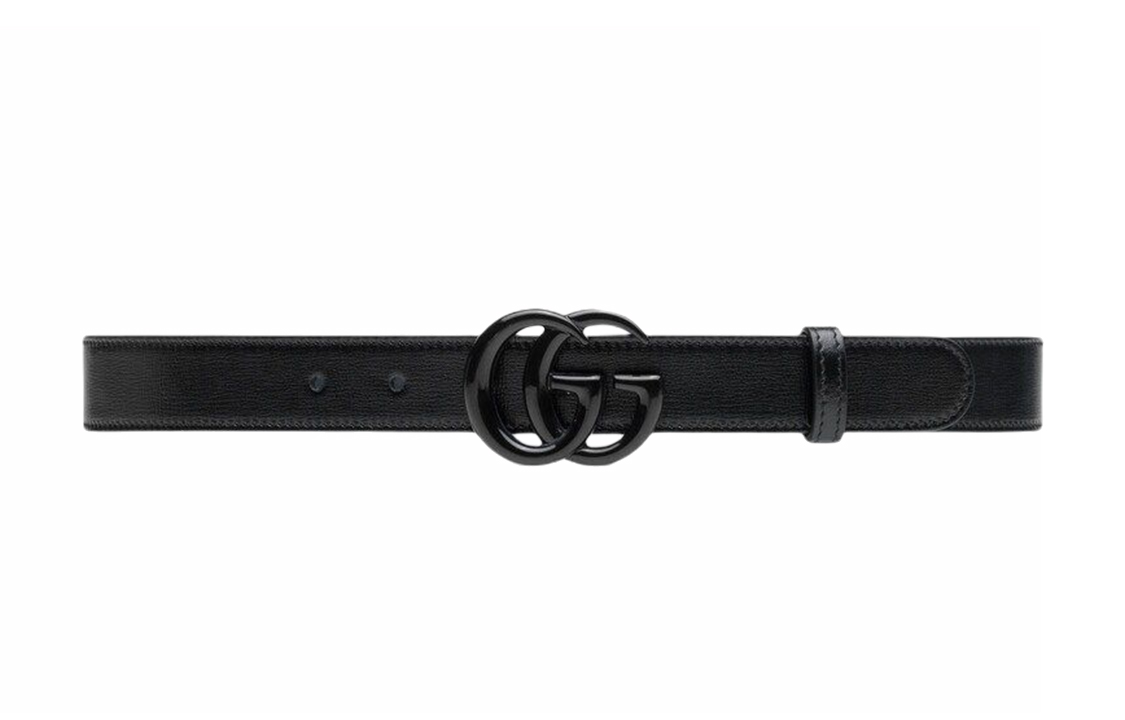 GUCCI Double G Logo Leather Belt Unisex Couple Style, Narrow 3cm Width. 414516-18YXV-1000