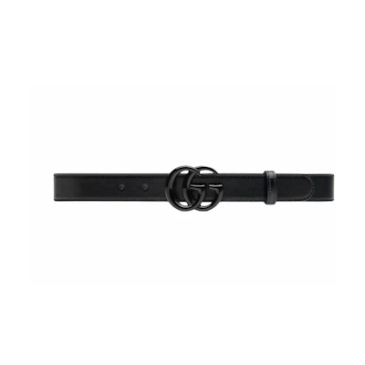 GUCCI Double G Logo Leather Belt Unisex Couple Style, Narrow 3cm Width. 414516-18YXV-1000