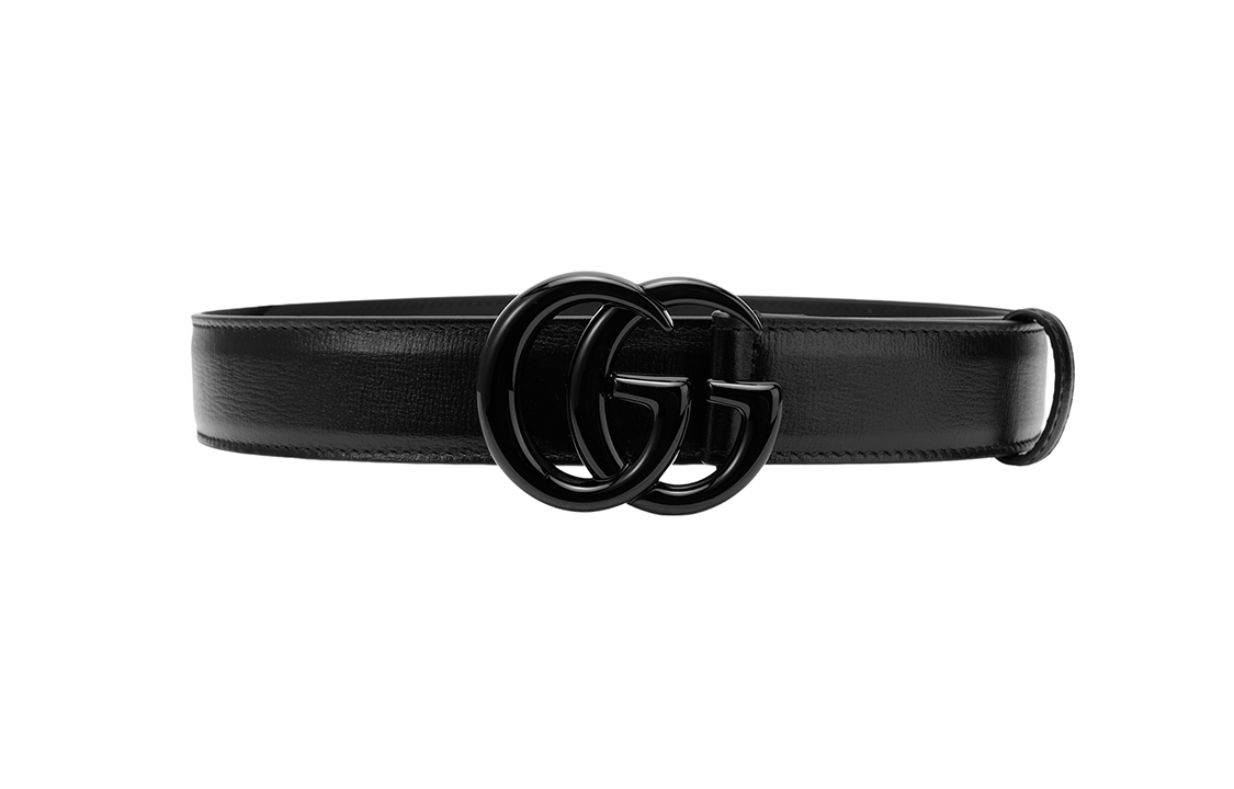 Purchase GUCCI Double G Logo Leather Belt Unisex Couple Style, Narrow 3cm Width. 414516-18YXV-1000