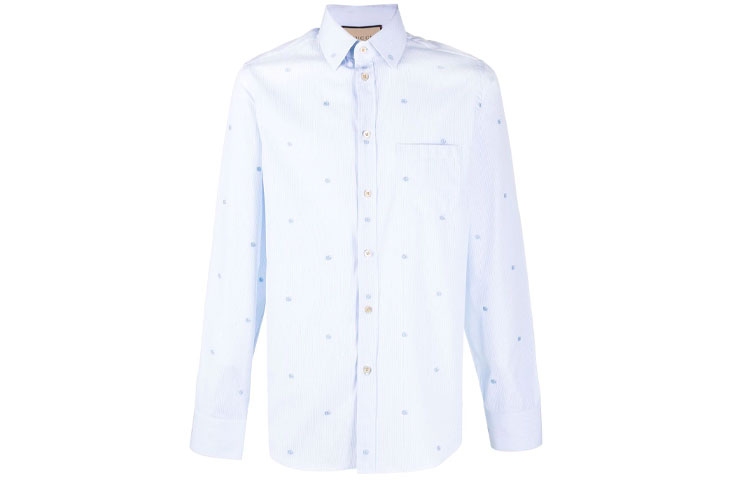 Order GUCCI 双G标志长袖防晒衬衫 蓝色 673494-ZAHJO-4421