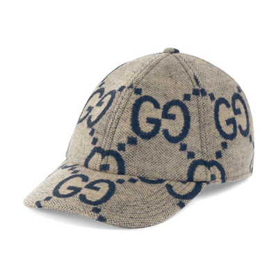 GUCCI Double G Logo Wool Cap Light Gray Beret Style Hat. 7712134HA7B9268