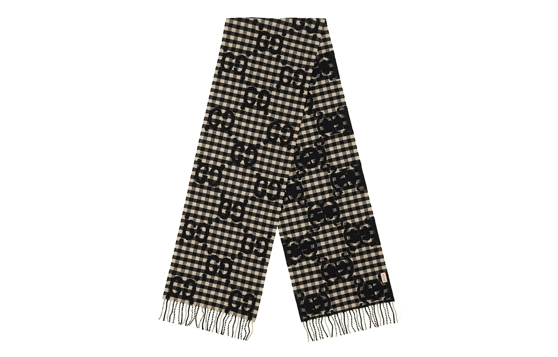GUCCI Double G Logo Wool Fringe Scarf for Men 644365-4G718-4178 圖 3