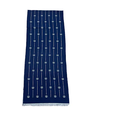 GUCCI Double G Logo Wool Scarf Blue for Men. 5957184GA234078