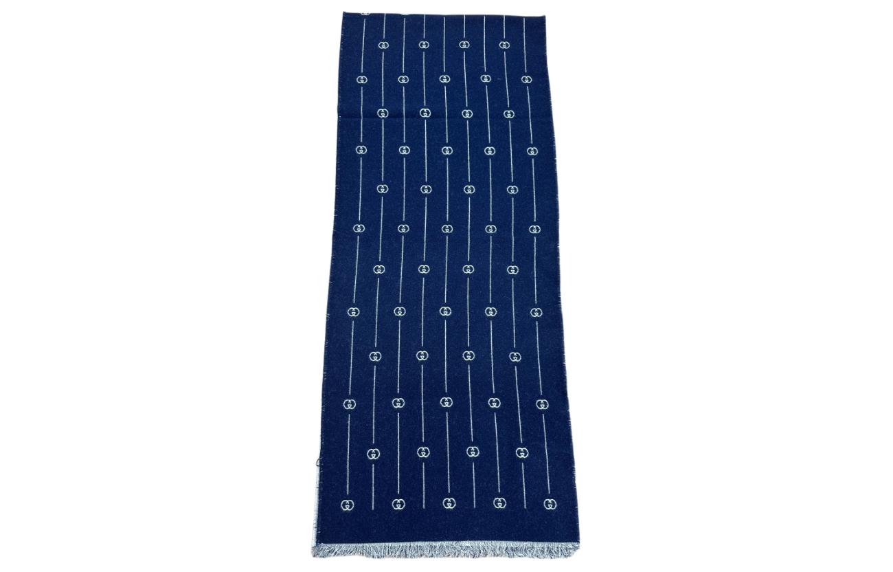 GUCCI Double G Logo Wool Scarf Blue for Men. 5957184GA234078 圖 2