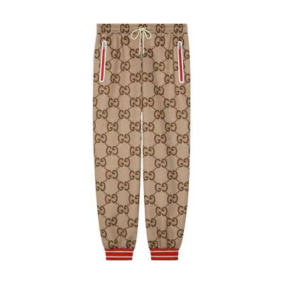 GUCCI Double G Monogram Knit Joggers Brown Pants 676473-XJDXI-2270