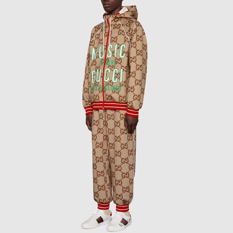 Lookbook GUCCI 雙G提花運動長褲 棕色 長褲 676473-XJDXI-2270