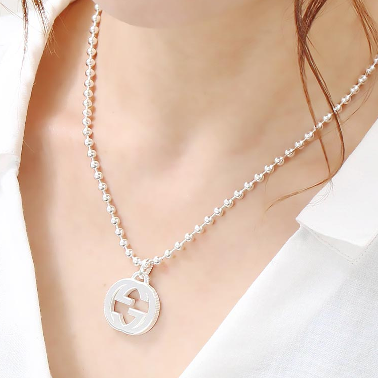 GUCCI Double G Necklace Series 925 Silver Unisex Couple Necklace Silver 479217-J8400-8106 圖 4