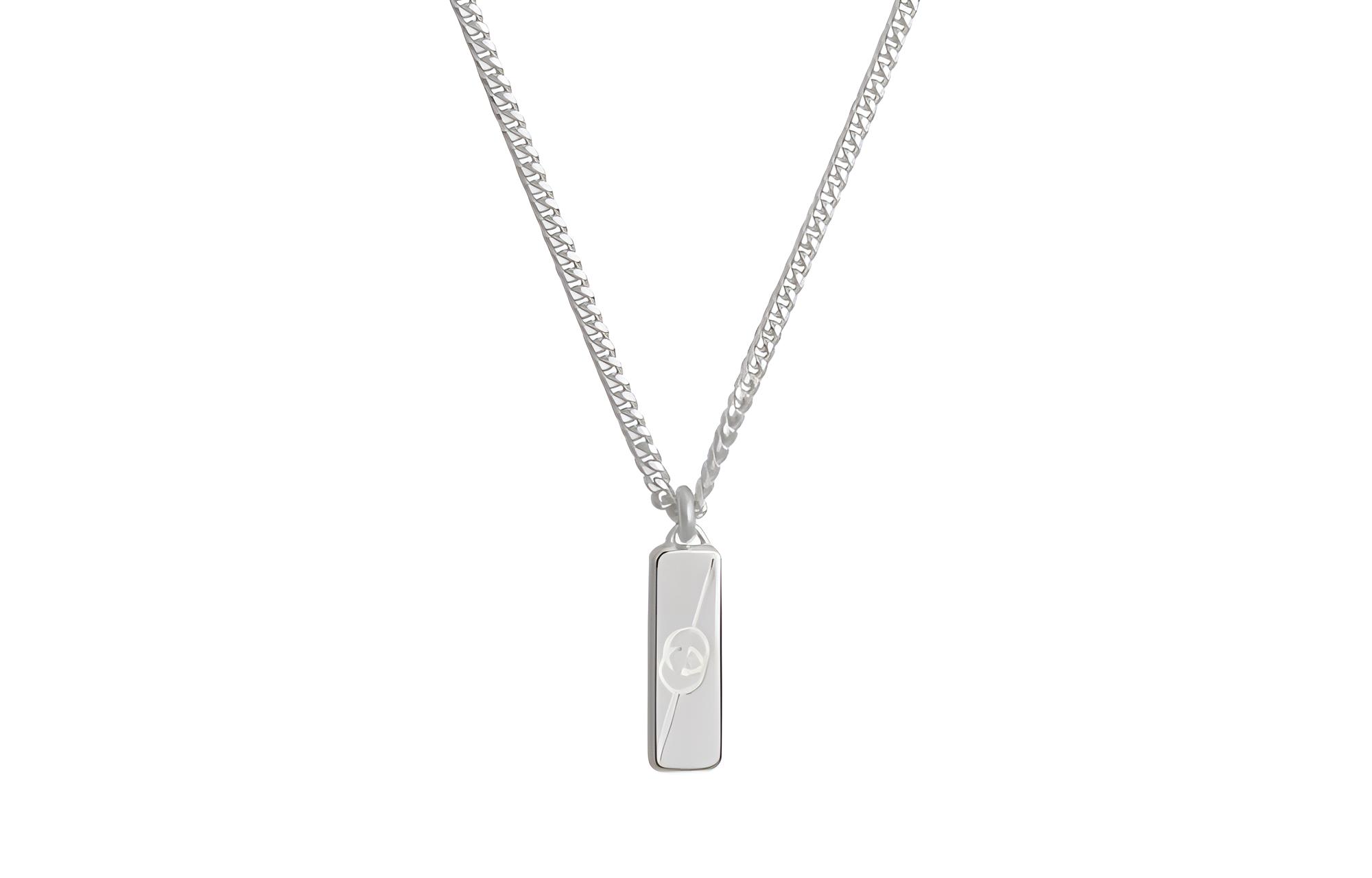 GUCCI Double G Pattern Silver Necklace Unisex Couple Design - Silver. YBB774055001