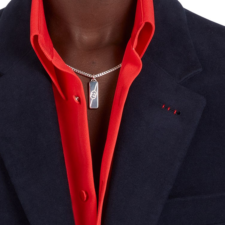 GUCCI Double G Pattern Silver Necklace Unisex Couple Design - Silver. YBB774055001 圖 4