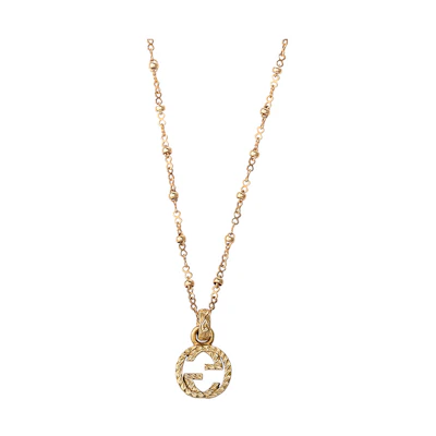 GUCCI Double G Pendant 18k Gold Necklace Unisex YBB603619001