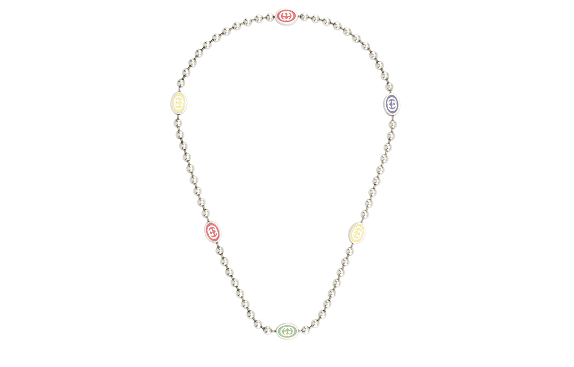 Lookbook 구찌 더블 G 펜던트 925 실버 목걸이 유니섹스 커플 디자인 - 실버. 753448-J8410-8519